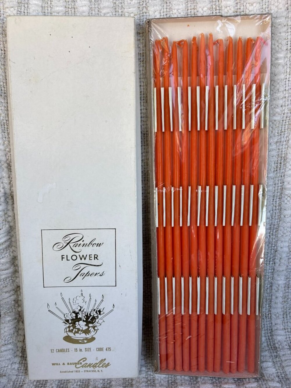 Vintage 1970's Will & Baumer 15" Candles; Rainbow Flower Tapers 12 Count; Target